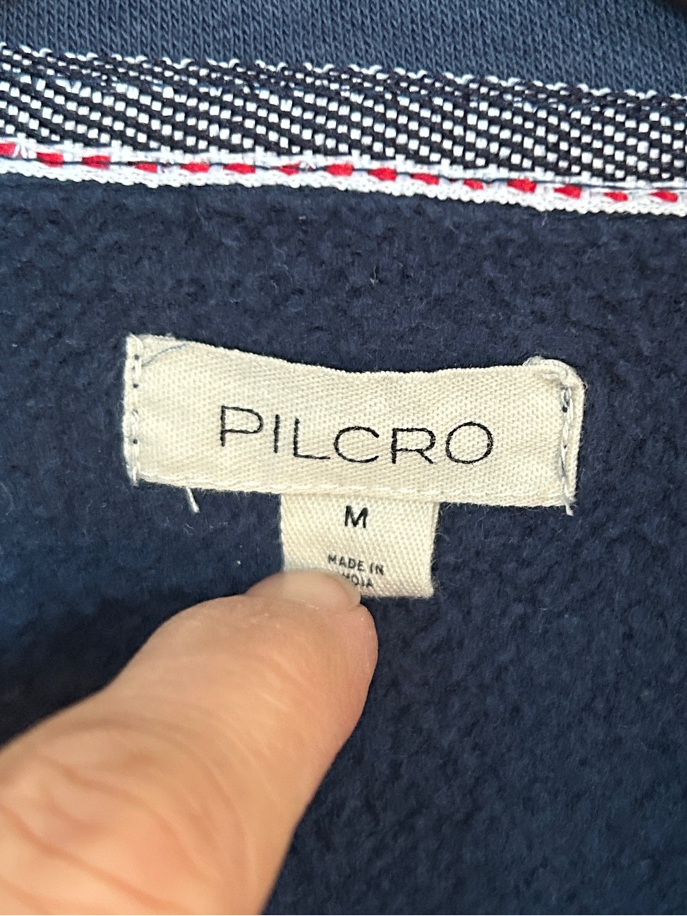 Pilcro Johnny Collar Pullover Sweatshirt Top, Navy Blue, Size Medium - Picture 7 of 11